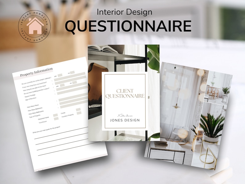 Interior Design Client Questionnaire Fully Editable Canva Template Client Onboarding Interior Design Client image 1