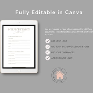 Interior Design Contract Template Fully Editable Canva Template Contract Interior Design Contract image 7