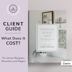Interior Design Furniture Budget Guide - Client Budget Template - Client Furniture Guide - Canva Template