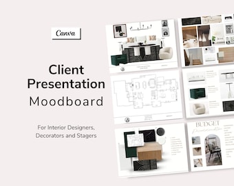 Client Presentation Template - Interior Design Moodboard - Canva Template - Interior Designer