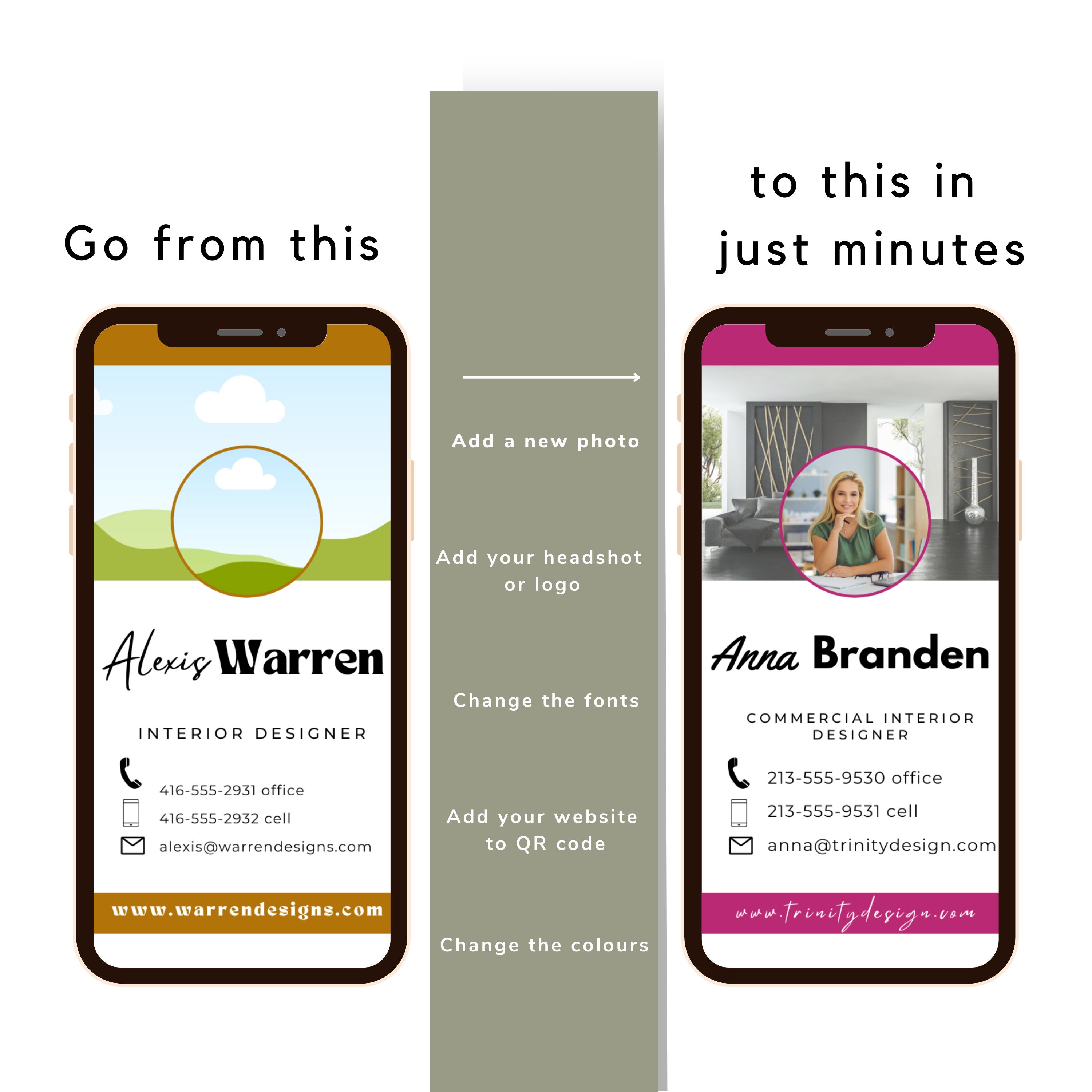 Digital Business Card - Interior Design Business Card - Canva Template ...