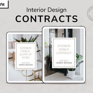 Contractsjabloon voor interieurontwerp - Volledig bewerkbaar - Canva-sjabloon - Contract - Interieurontwerpcontract