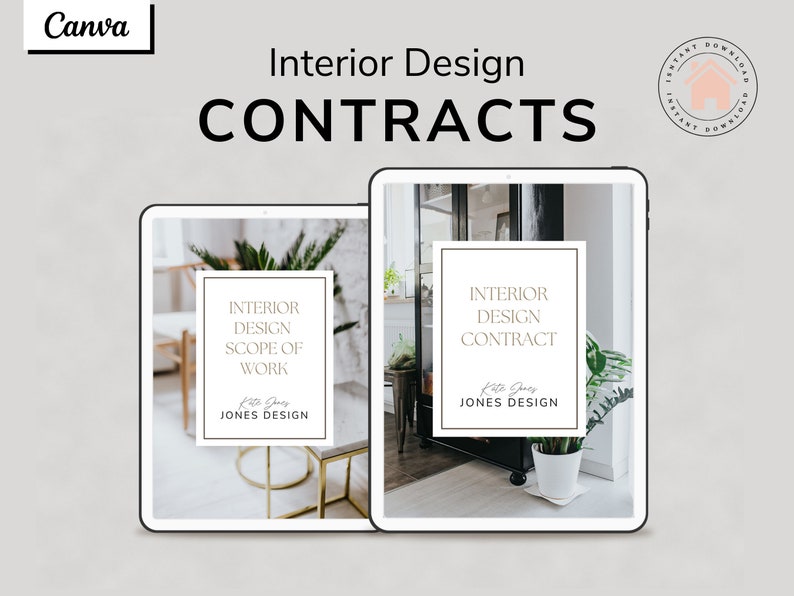 Interior Design Contract Template Fully Editable Canva Template Contract Interior Design Contract image 1