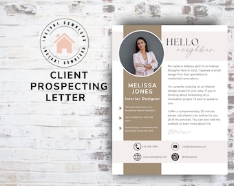 Client Prospecting Letter / Interior Design Introduction Letter / Networking Letter / Interior Design Flyers