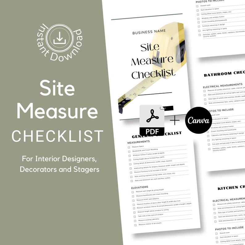 Interior Design Site Measure Checklist How to Measure a Etsy