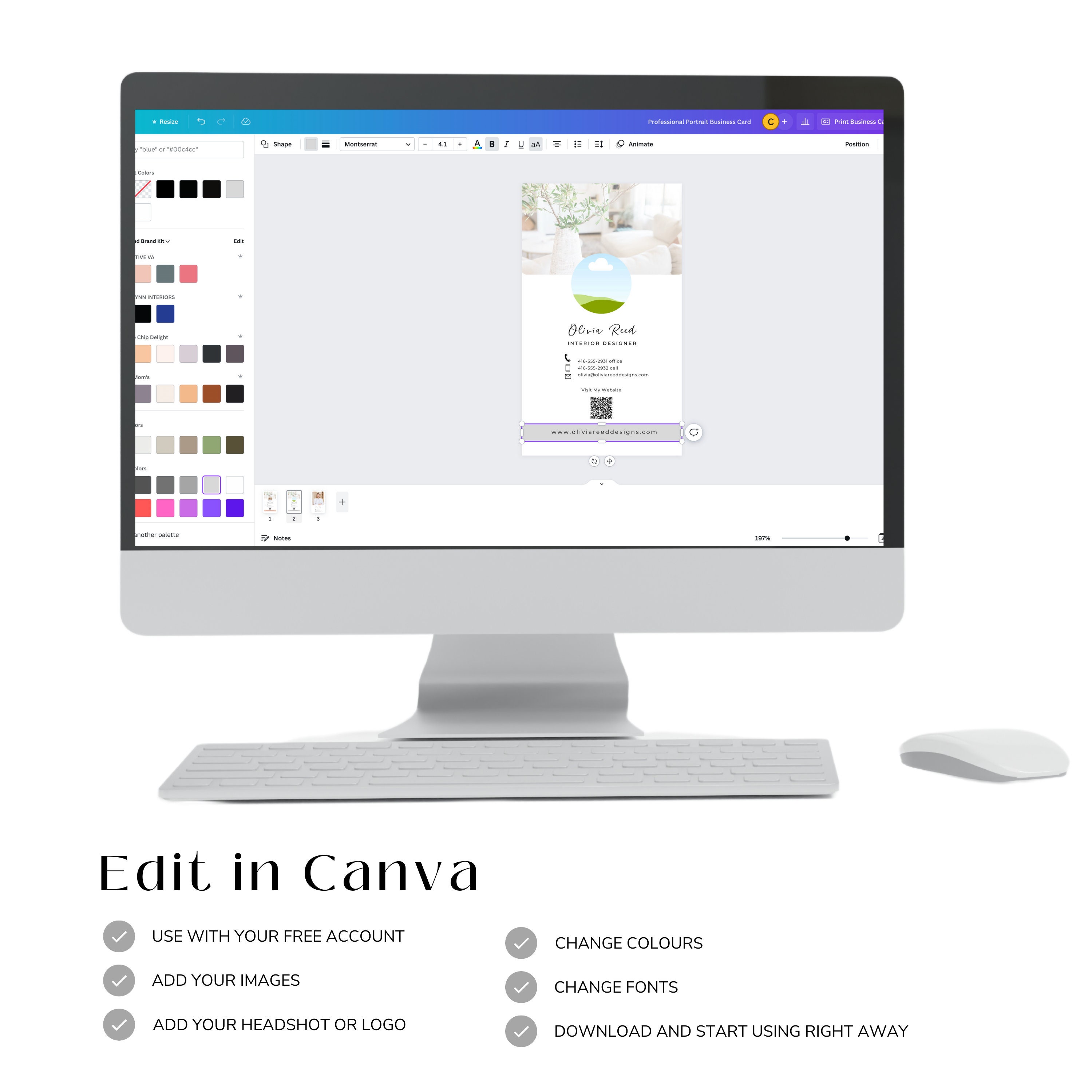 Digital Business Card - Interior Design Business Card - Canva Template ...