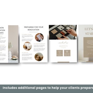 May include: A guide for preparing for a home renovation, with tips on common mistakes to avoid, preparing a budget, and creating a temporary bathroom. The guide also includes contact information and a call to action to get started.