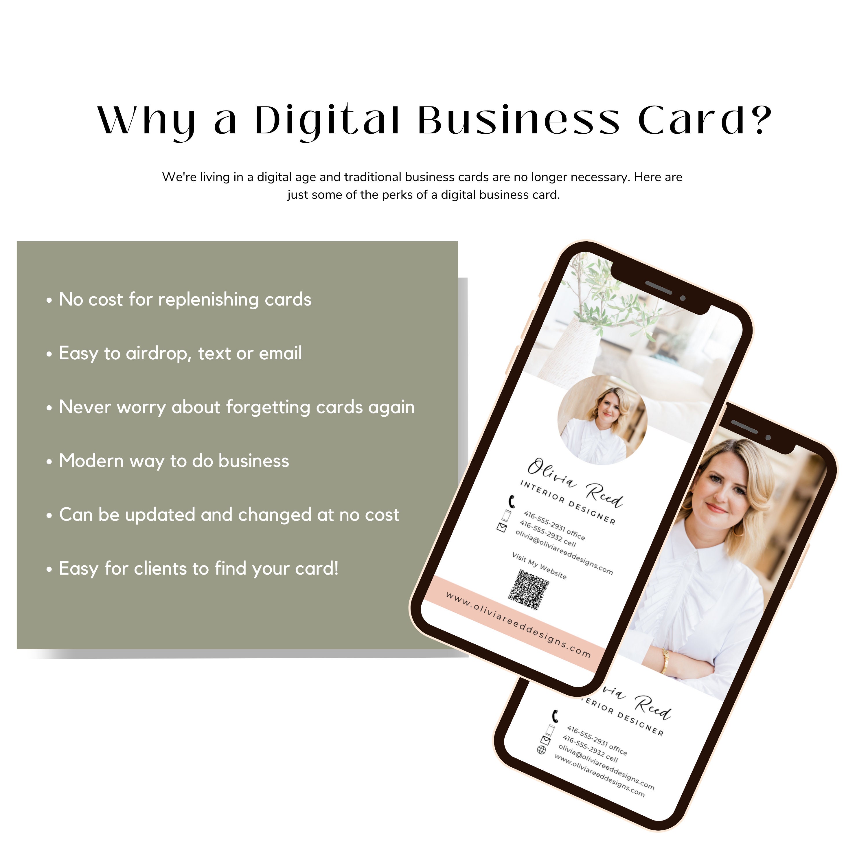 Digital Business Card - Interior Design Business Card - Canva Template ...