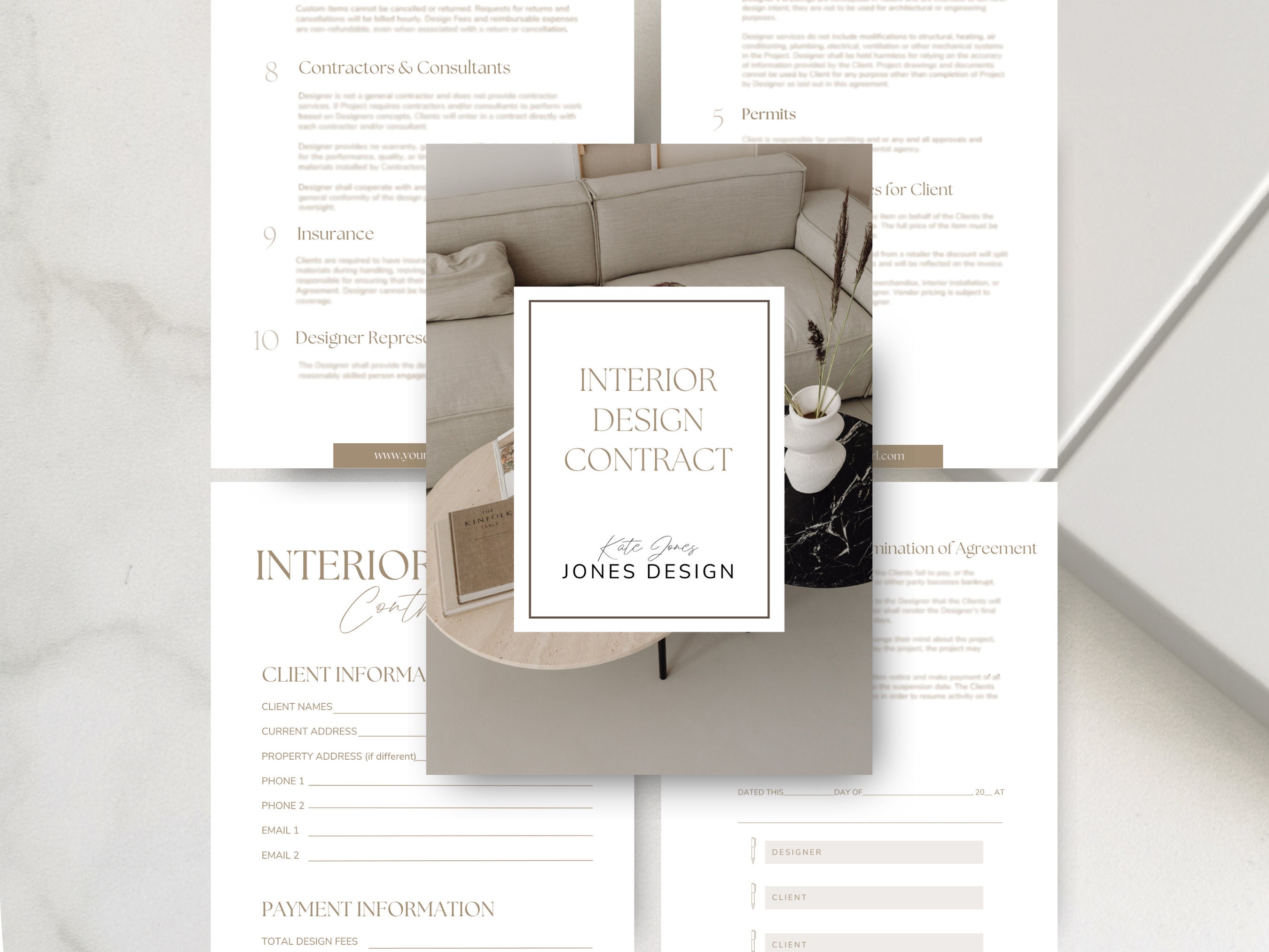 Interior Design Contract Template - Fully Editable - Canva Template ...