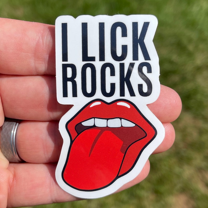 I LICK ROCKS Sticker Funny Rock Stickers Agate Dad image 1