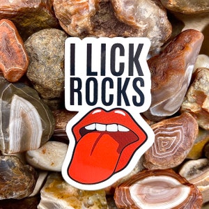I LICK ROCKS Sticker Funny Rock Stickers Agate Dad image 2