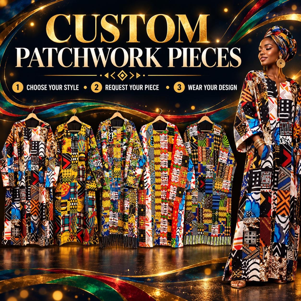 Bayefall Custom Made Patchwork 100% Real African Wax Fabrics MAde To Order