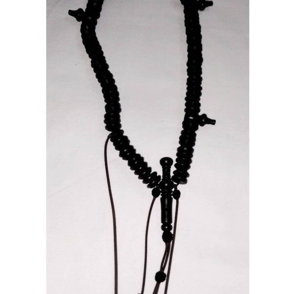 BasmalaBeads African Ebony with Green Tassels 99 Count Prayer Beads main image 1