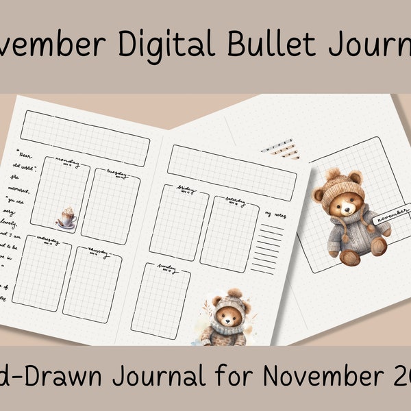 Bullet Journal 2023 November Monthly Spread | Digital Bullet Journal | Printable Bullet Journal