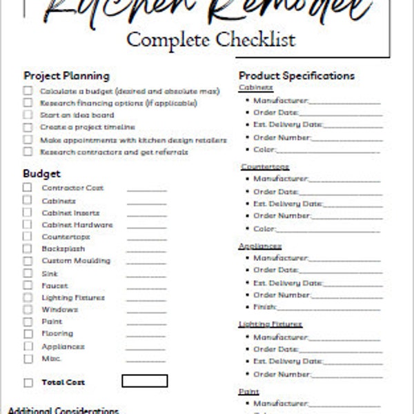 Kitchen Renovation Checklist
