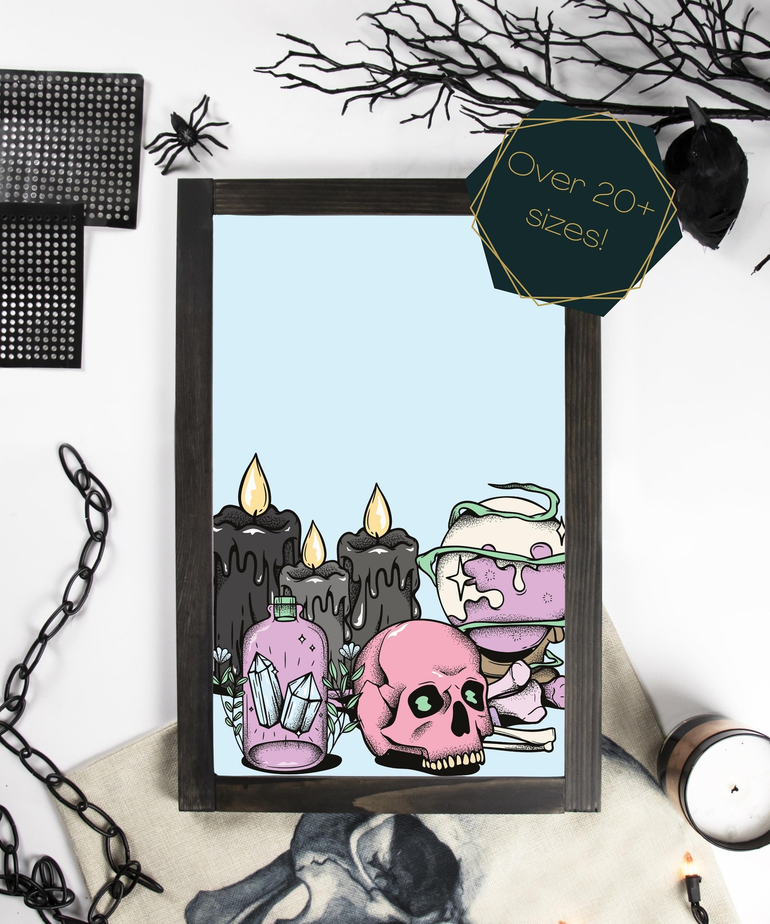 Witchy Things Printable Art Skull Wall Art Halloween Mantle - Etsy