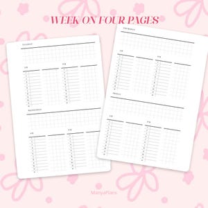 POCKET size - WEEKLY  Planner Insert- 4 Pages with Schedule, Weekly Overview, and Tracker - Printable PDF- Digital download- Minimal- W1