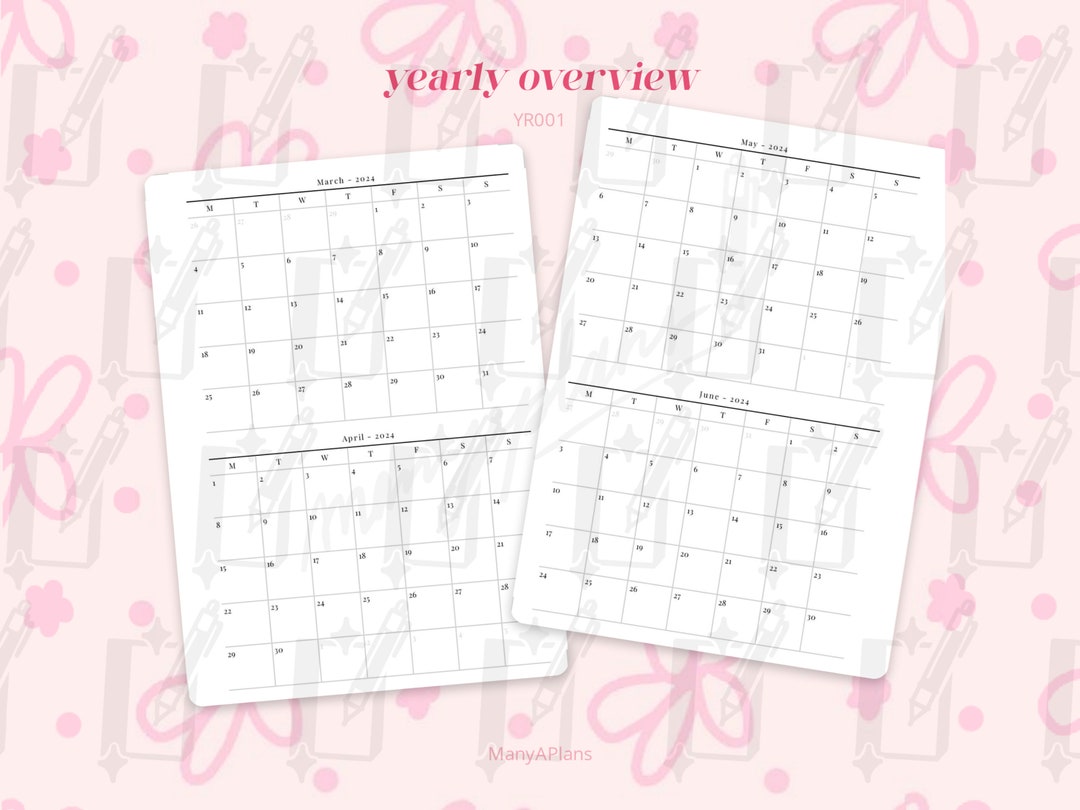 PERSONAL- Yearly Insert 2024 - Printable PDF - Yearly Overview With ...