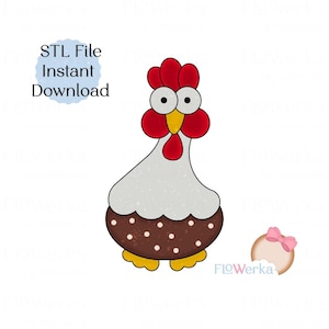 Funny Hen Chick Cookie Cutter .STL Files - 3D Printing File for Easter, Digital Download