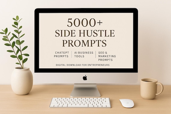 5000+ Side Hustle Prompts | ChatGPT Prompts | AI Business Tools | SEO & Marketing Prompts | Digital Download for Entrepreneurs