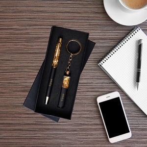 Personalized Crystal Pen and Keychain Combo Set