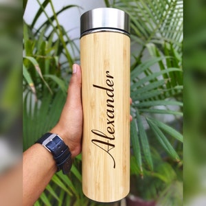 Personalized Bamboo Bottle Birthday Gift Christmas Gift New Year Gift Anniversary Gift image 4