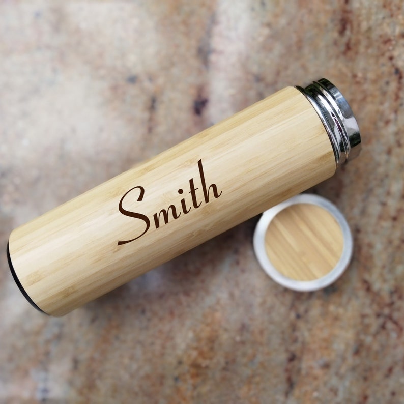 Personalized Bamboo Bottle Birthday Gift Christmas Gift New Year Gift Anniversary Gift image 2