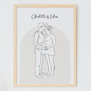 Custom Couple Portrait, Line Drawing — Custom Modern Couple Illustration, Digital Download, Couple Poster