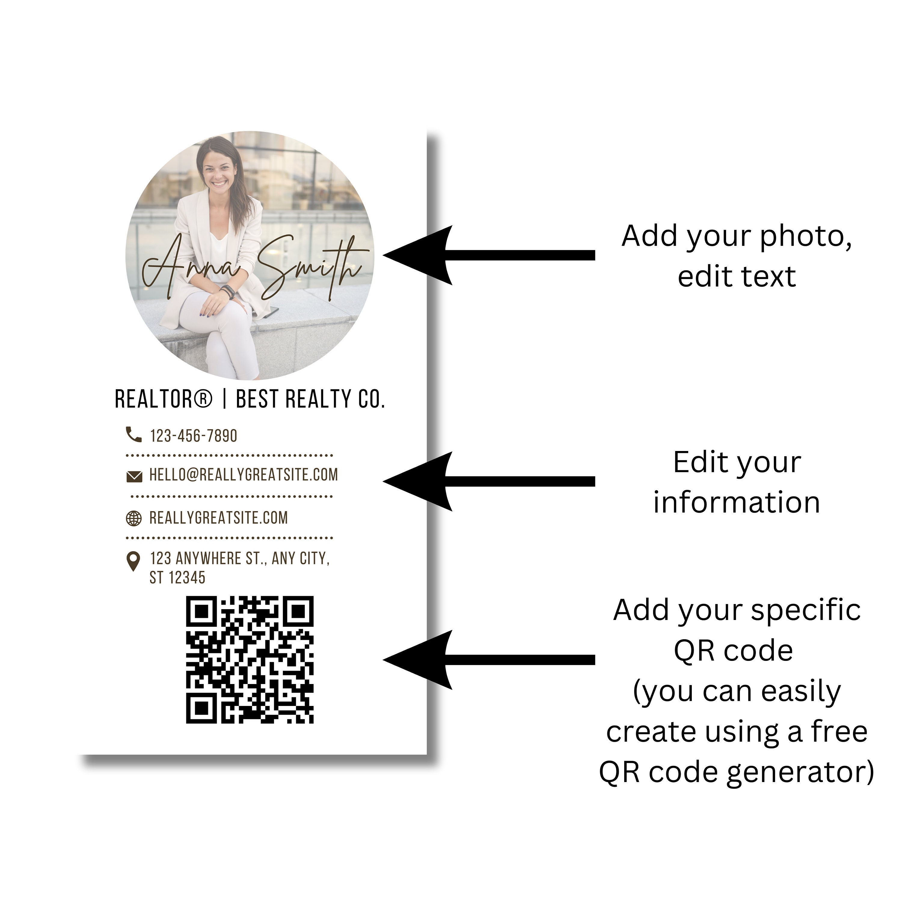 Digital Business Card for Realtors® Real Estate Marketing Editable Canva Template Business Card