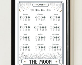 2024 Moon Calendar UK, Moon phase, Astronomy, Lunar cycle, Moon Magic, Manifesting With the Moon, Lunar Calendar, Moon art, Pagan art