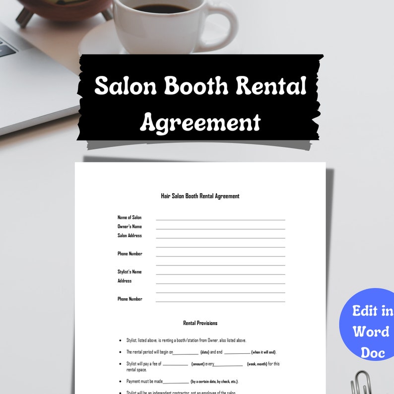 Hair Salon Booth Rental Agreement & Beauty Etsy