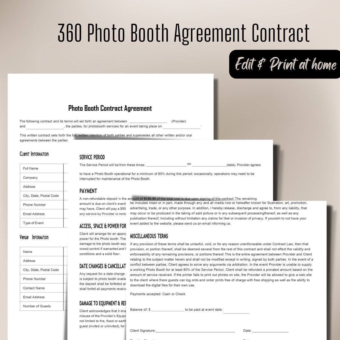360 Photo Booth Contract Agreement Template 360 Video Booth Etsy Canada 360 Photo Booth Contract Agreement Template 360 Video Booth Etsy Canada