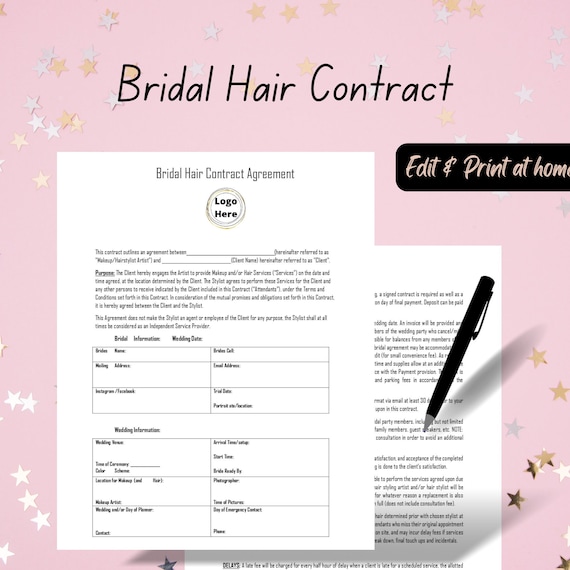 bridal-hair-contract-template-wedding-contract-agreement-etsy