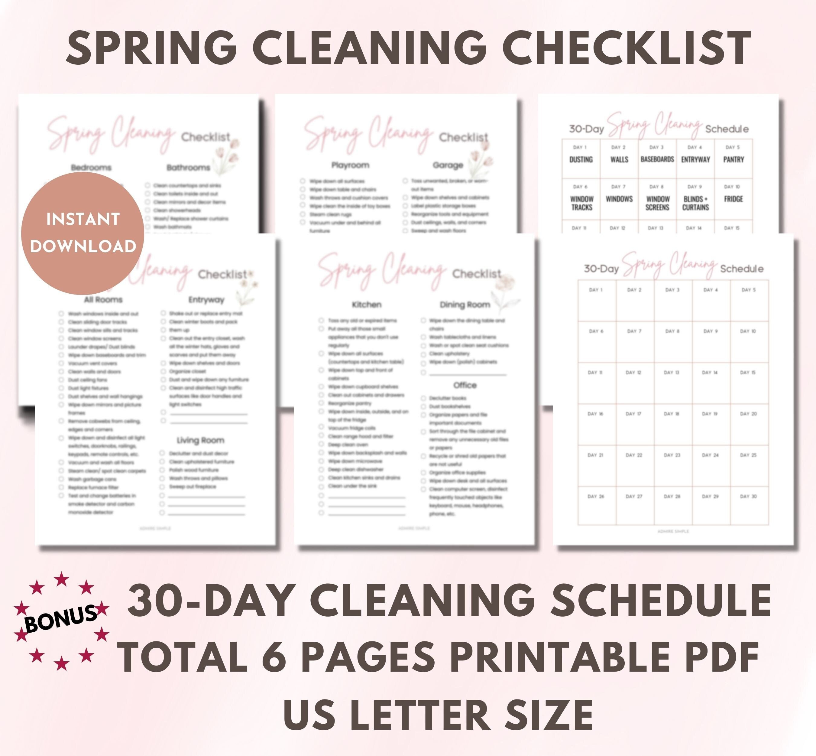Master Cleaning Checklist Printable Deep Cleaning Checklist Room by ...
