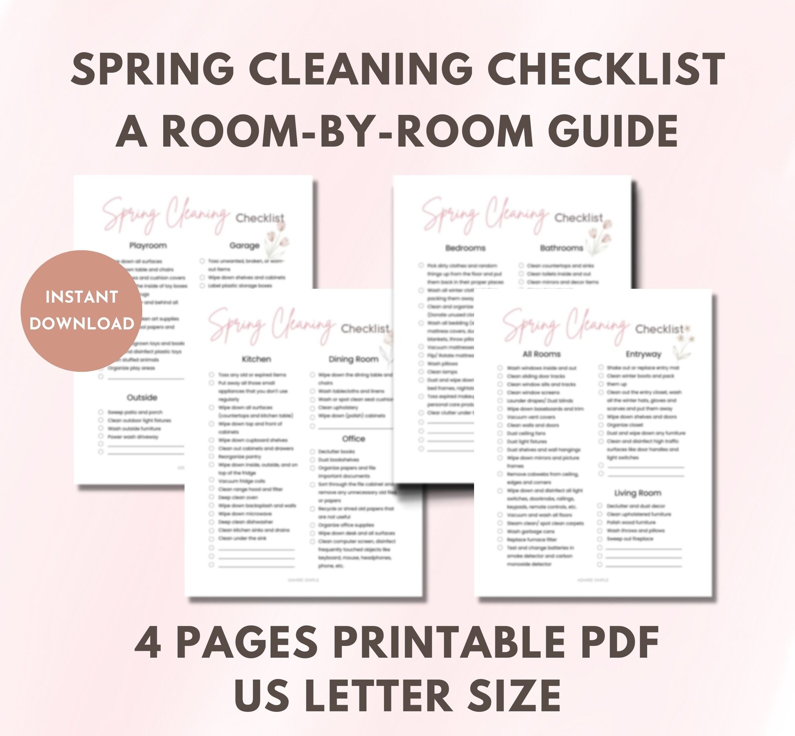 Master Cleaning Checklist Printable Deep Cleaning Checklist Room by ...
