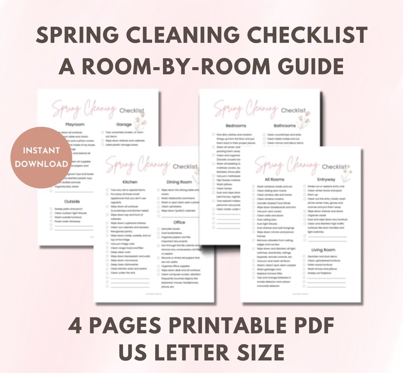 Master Cleaning Checklist Printable Deep Cleaning Checklist Room by ...