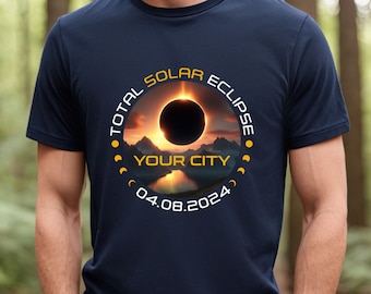 Custom Total Solar Eclipse Shirt, City State Eclipse 4.8.2024 Shirt, Friends Group Eclipse Event Souvenir Shirt, Astrology Lover Gift