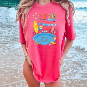 Retro Summer Vibes Comfort Colors Shirt: Poolside Beach Tee
