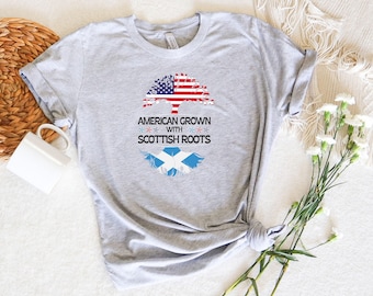 American Grown With Scottish Roots Shirt: Heritage Flag Tee