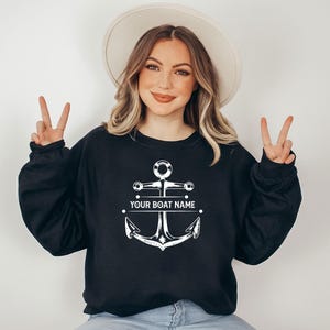 Personalized Boat Name Sweatshirt, Customized Boat Sweatshirt, Captain Sweatshirt, Cruise Sweatshirt, Sailing Shirt, Boating Gift