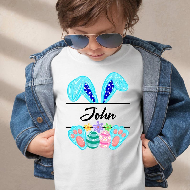 Personalized Easter Bunny Shirt, Custom Name Easter Tee, Cute Bunny Ears Shirt, Spring Easter T Shirt, Gift For Kids Women zdjęcie 1