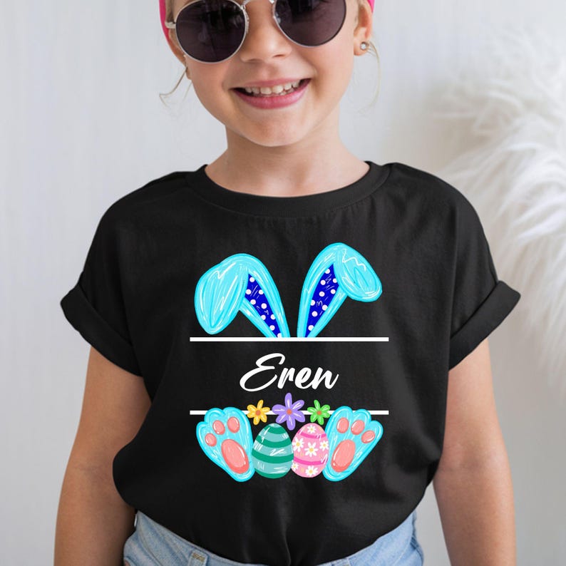 Personalized Easter Bunny Shirt, Custom Name Easter Tee, Cute Bunny Ears Shirt, Spring Easter T Shirt, Gift For Kids Women zdjęcie 2