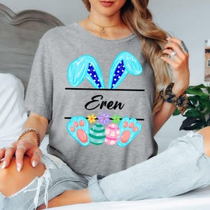 Personalized Easter Bunny Shirt, Custom Name Easter Tee, Cute Bunny Ears Shirt, Spring Easter T Shirt, Gift For Kids Women zdjęcie 5