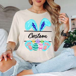 Personalized Easter Bunny Shirt, Custom Name Easter Tee, Cute Bunny Ears Shirt, Spring Easter T Shirt, Gift For Kids Women zdjęcie 7