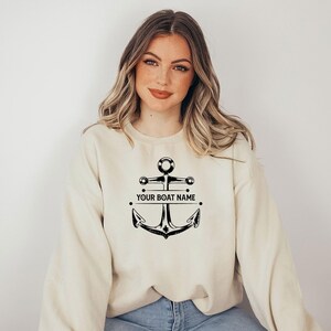 Personalized Boat Name Sweatshirt, Customized Boat Sweatshirt, Captain Sweatshirt, Cruise Sweatshirt, Boating Sweatshirt, Gift For Boat