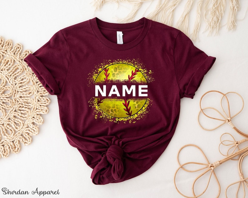 Custom Name Softball T-Shirt: Personalized Team Shirt image 1