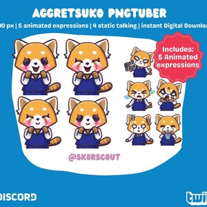 PNGTuber - Kawaii/Anime PNGTuber - 4 Static Talking PNGs - 5 animated Expressions