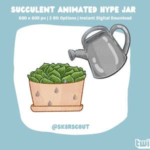 Animated Succulent Twitch Hype Jar - Kawaii Tip Jar- 2 Layers - Tip Jar for Stream - Animated Hype Cup - Set Up Tutorial Included