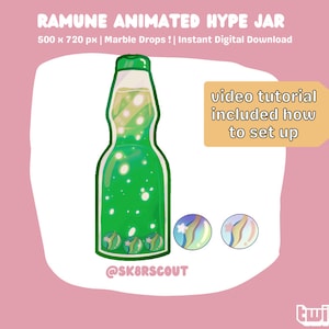 Animated Ramune Lime Green Twitch Hype Jar - Kawaii Character - Tip Jar for Stream - Animated Hype Cup - Set Up Tutorial Included