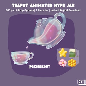 Animated Twitch Hype Jar - Teapot & Teacup - 2 Layers - Tip Jar for Stream - Animated Hype Cup - Set Up Tutorial Included